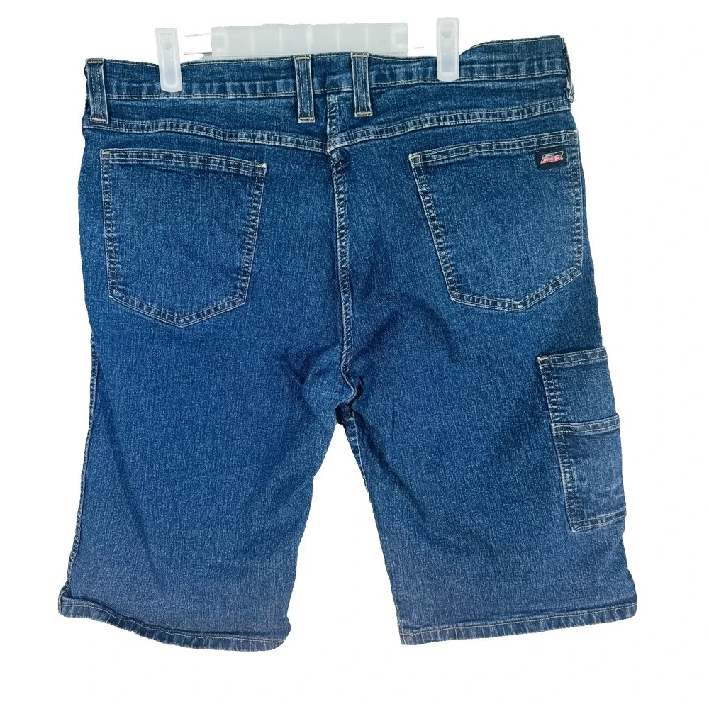 Dickies Shorts Mens 38 Blue Cargo Relaxed Fit Stretch Denim 11 Inseam Pockets